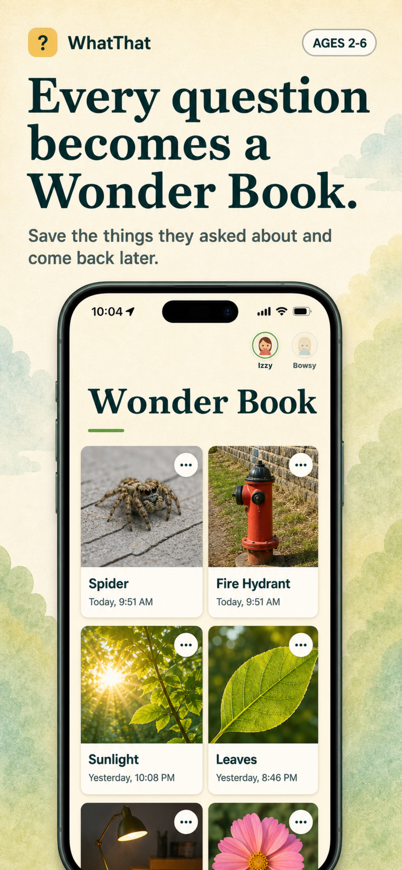 WhatThat iOS screenshot showing the Wonder Book.